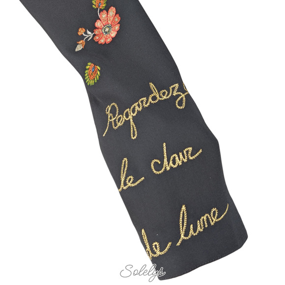 Cinq à Sept Rare Estelle Love Letter Embroidered Floral Crepe Blazer Size 6 - Picture 10 of 13